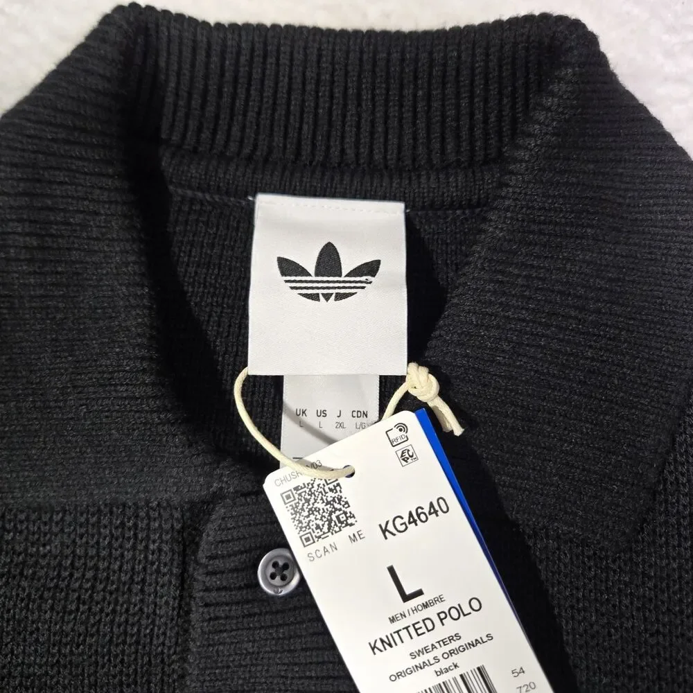$140 Adidas Originals All Blacks Knitted Wool Blend Rugby Polo Shirt Mens Large